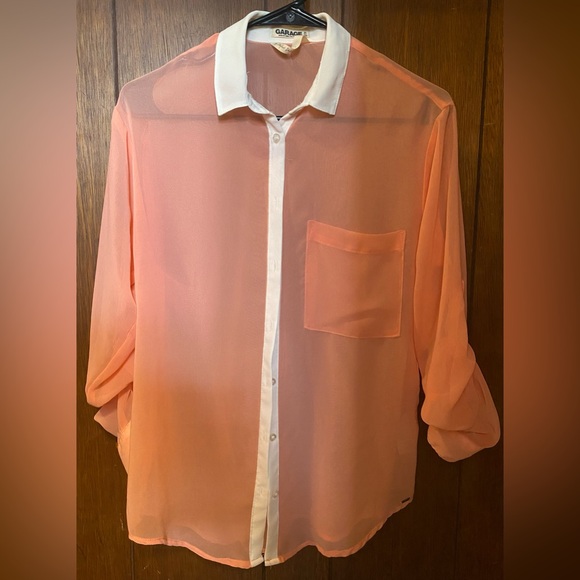 Sheer Button Down Blouse - Picture 1 of 5
